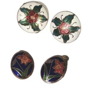 Cloiseonne Vintage clip ons 80s floral
